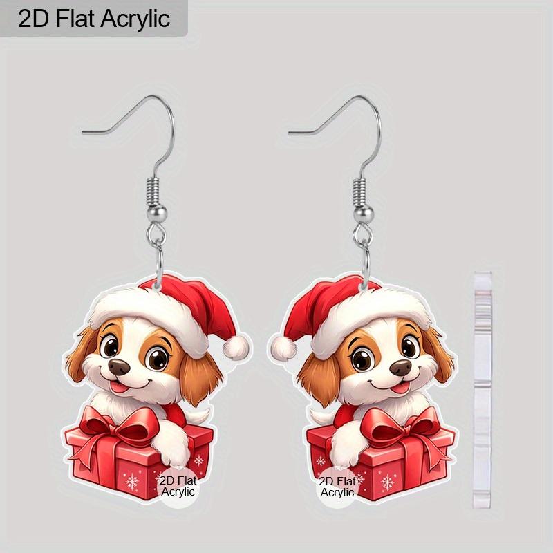Christmas Gift-Animals Collection Acrylic Women's Fashionable Drop Earrings, Cute Cat & Dog Shape Designed Earrings for Women's Daily Wear