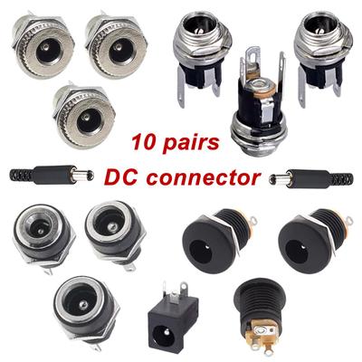 10 Paare DC Strombuchse Klinke Stecker Buchse Panelmontage Verbinder 5,5x2,1mm/2,5mm DC Stromstecker DC005 DC099 DC022/022B DC025
