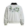 Unisex Oversized Suede Jacket With Contrast Floral Embroidery Casual Winter Outerwear