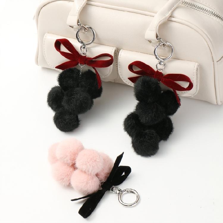 Unique Grape Plush Keychain with Bowknot Soft Grape Pendant Plush Bowknot Key Chain Lightweight for Daily Use Travel