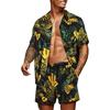 Men's Hawaiian Shirt Set Short-Sleeve Shirt Hawaiian Casual 3D Linen Palm Print Set