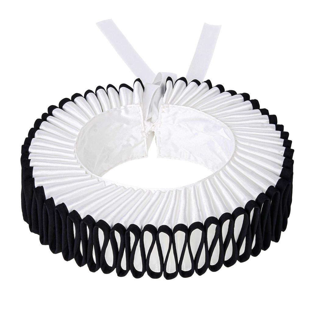 Medieval Victorian Ruffled False Collar with Black Trim for Halloween Party Renaissances Clown Cosplay Choker Neck Ruff
