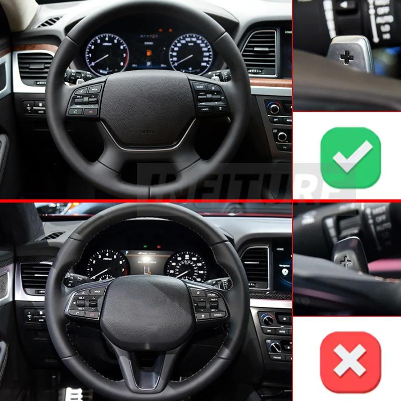 2PCS Car Shift Paddle Extender Aluminum Alloy Paddle Shifter For Hyundai Genesis G80 G330 2014-2019 Screw Fixed Steering Wheel Modification DecorCover