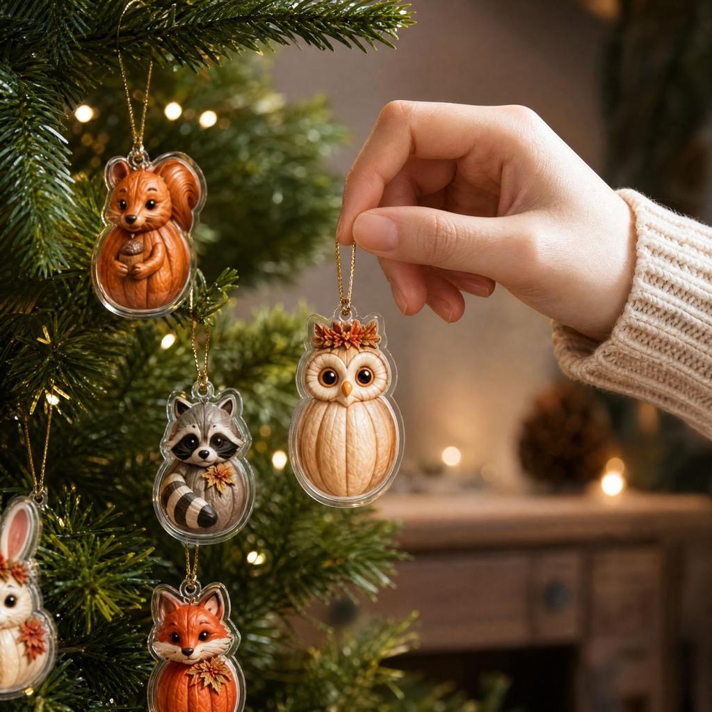 2D Flat Acrylic Pumpkin Buddies Hanging Ornaments, Pack Fall Charm Set for DIY Crafts and Keychains
