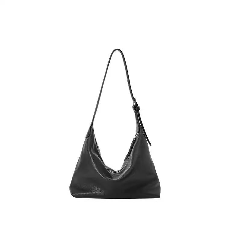 Leather First Layer Vegetable Tanned Cowhide Hobo Shoulder Armpit Bag Women'S Niche High-End Messenger Dumpling Bag