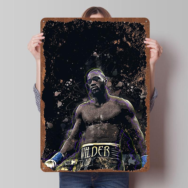 Deontay Wilder Boxer Metal Posters Custom Vintage Metal Signs Wall Art Tin Plaque for Man Cave Bedroom Decorations Home Decor