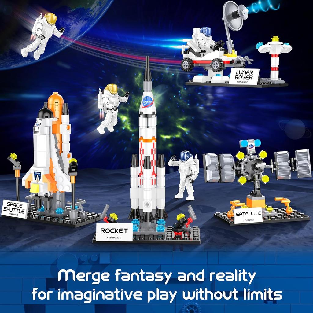 Interstellar Space Exploration Shuttle Toys for 6, 7, 8, 9, 10+ Year Old Kids Girls Boys, STEM Projects Rocket Spaceship Building Toy Kit with 4
