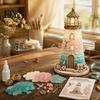 Coastal Inspired Ornaments Sea Glass Lighthouse DIY Kit, 3D Light Up Fragment Art Supplies Craft Lighted Ornament for Adults, Home Table Decoration