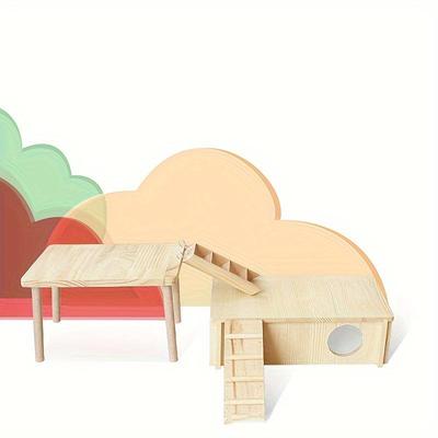 1pc Hamster Wooden Aquascape Platform Solid Wood Table Toy Attic Jumping Dodge DIY Supplies