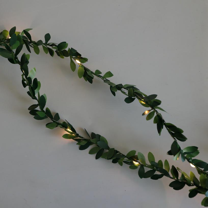 Golden Leaf Rattan LED Fairy Lights with Pothos Ivy Copper Wire for Table Decor