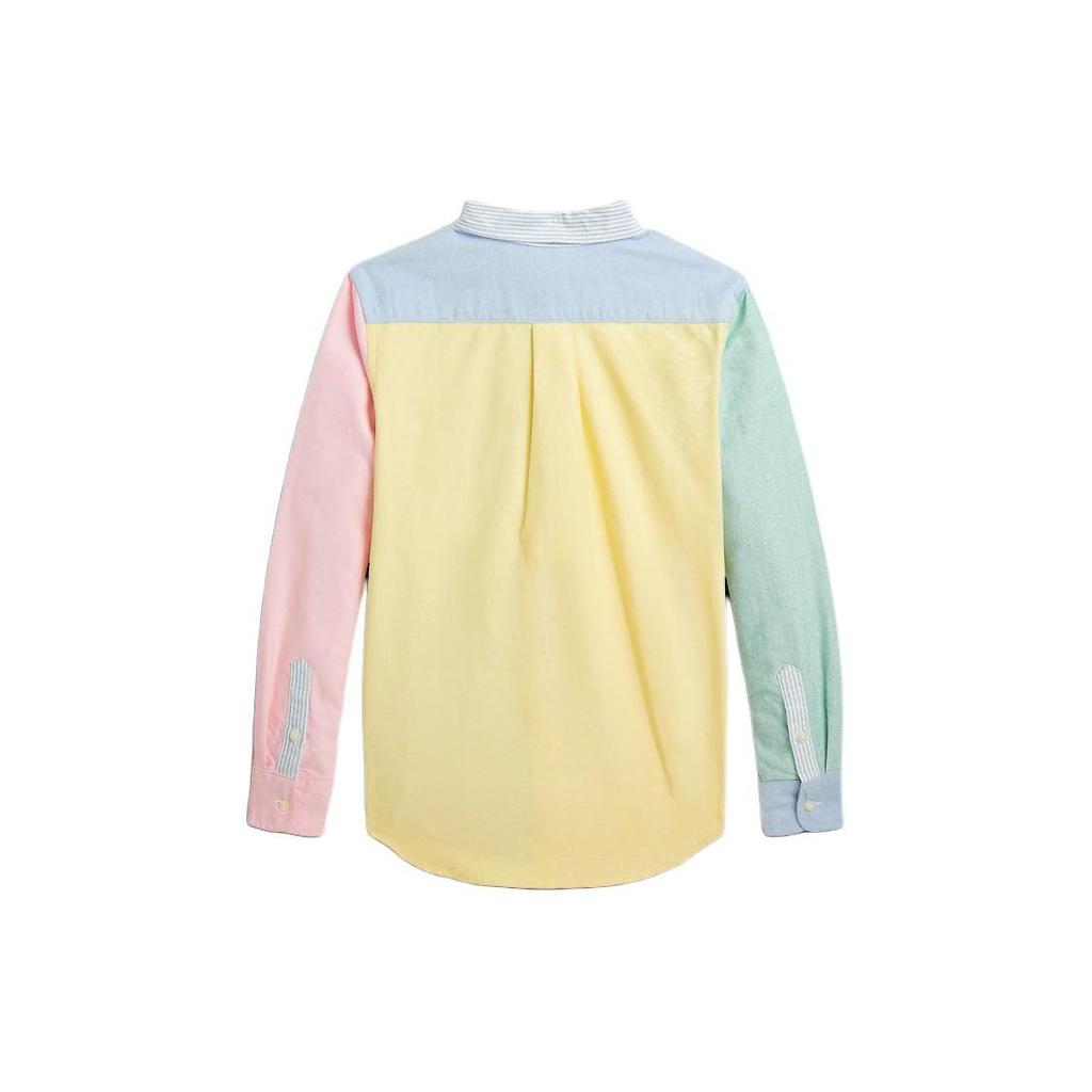 Polo Ralph Lauren Ss24 Color Block Embroidered Pony Single Breasted Point Collar Casual Long Sleeve Shirt Kids Shirts Multicolor CWPOWOVY6820455-999