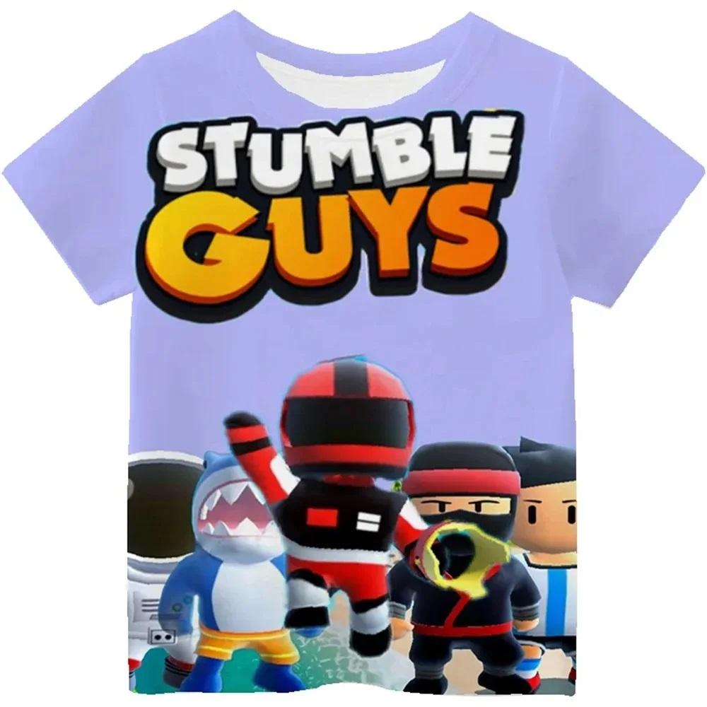 StumbleGuys Gra Lato 3D Drukowane Dzieci T-shirt Odzież Harajuku Cartoon Koszulki Casual Zabawa Top Odzież Dziewczęta Chłopcy T-shirt