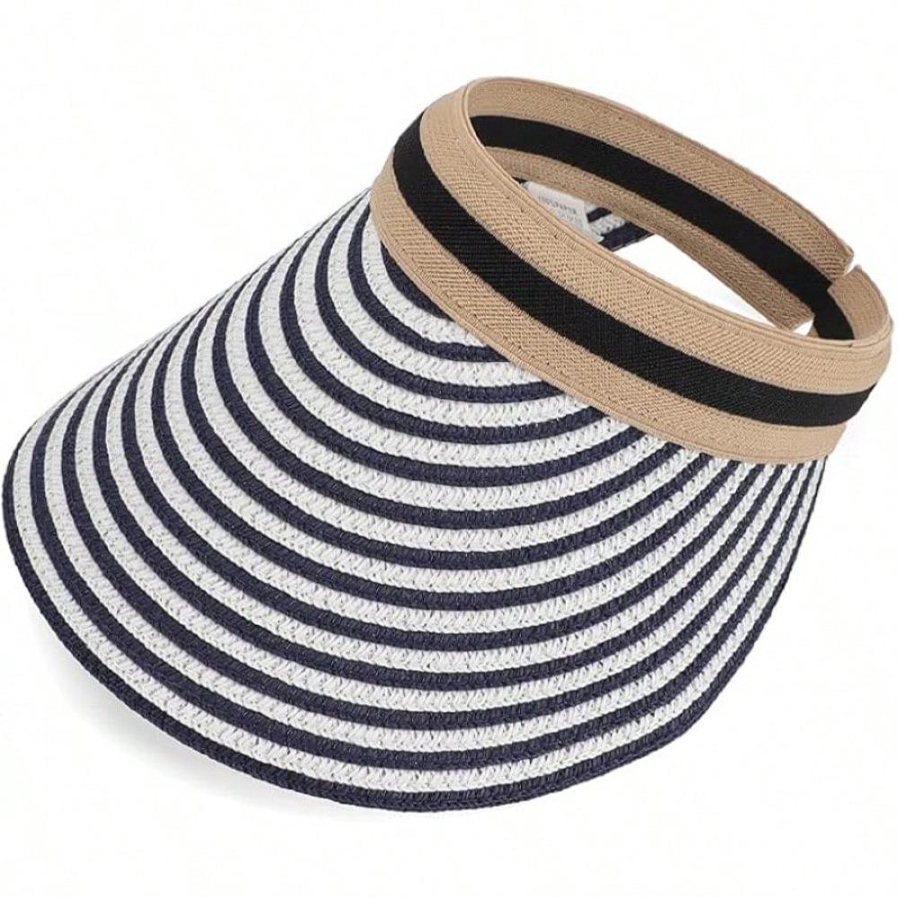 Zealous Sole Women's Grey Summer Hat Lady's Portable Beach Visor Bowknot Straw Hat Cm