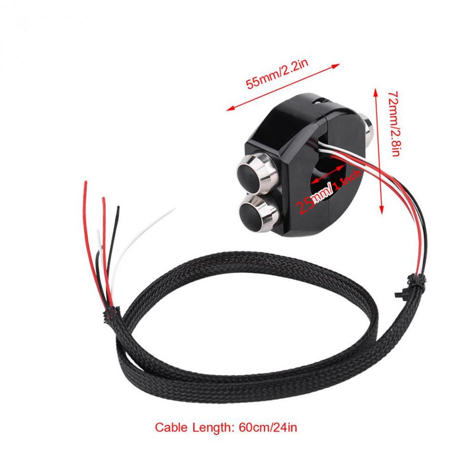 1x Universal 25mm 1" Black CNC Motorcycle Momentary Switch Reset Button 120W 10A