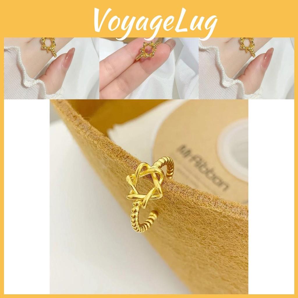 Fashionable Gold Plated Six Pointed Star Ring For Women Stylish And Adjustable Jewelry