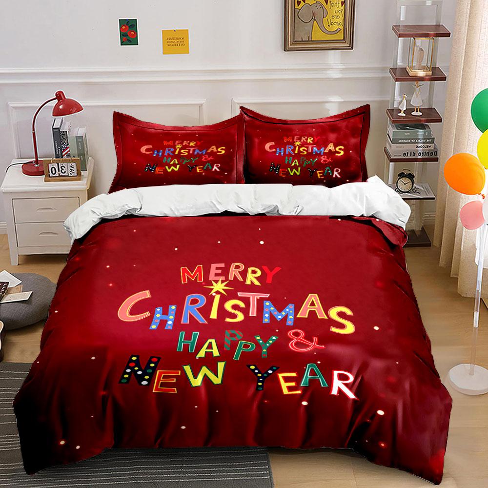 Merry Christmas New Year Design Bedding Duvet Cover Set Duvet Cover Pillowcases (1*Duvet Cover 2*Pillowcases, without duvet insert)