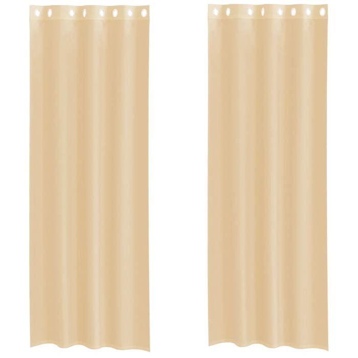 VidaXL Rideaux en voile avec œillets 2 pcs sable, rideau en filet, rideau transparent, voile de fenêtre, traitement de 4102124