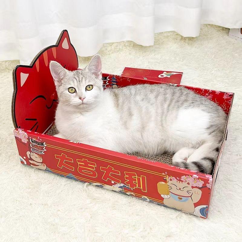 Cat Bed & Scratch Board: Durable, No-Shed Corrugated Cardboard House