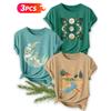 Three-piece Set Starry Moon Countryside Scenery Printed Pattern Short Sleeve Vintage Round Neck T Fresh and Natural Style Loose-fitting Shirt 2026