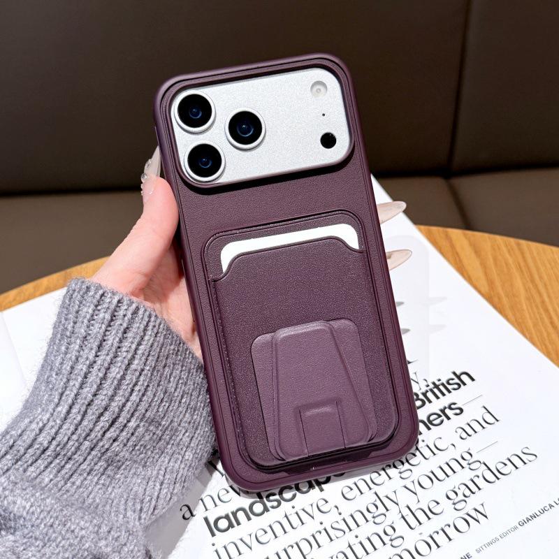 

Leather Texture Hidden Stand Card Holder Case for iPhone 17 Pro with Drop Protection iPhone 13 Pro