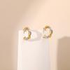 Hiphop Gold Silver Mixed Color Twisted C Shaped Cross Earrings 18k Gold Plated For Women