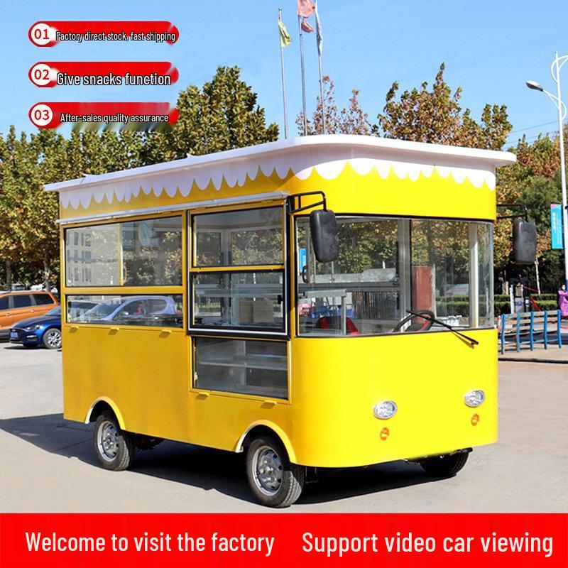 Stainless Steel Mobile Snack Cart: Fast Food, Skewers, BBQ, Cold Drinks - Multifunctional Dining Car for Scenic Areas.