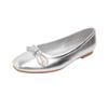 Cowhide version of the same style, Frida girl~ Classic square head bow shallow mouth exquisite pearl ballet leather shoes