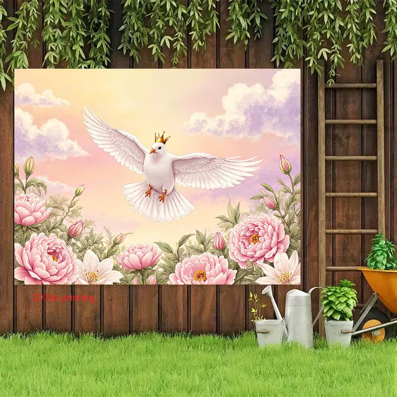 Krontaube Wandteppich, Rosa Blumen Hintergrundstoff, Wohnkultur