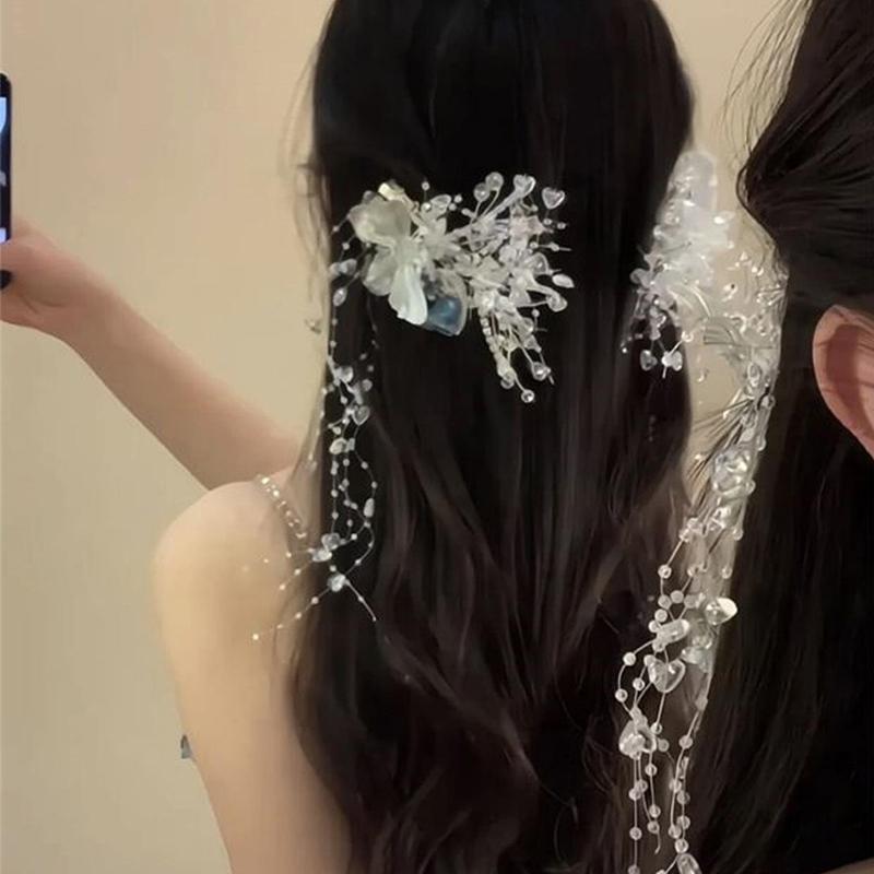 2Pcs White Butterfly Hair Clips Girls Sweet Fairy Chiffon Butterflies Hairpin Barrettes Women Headwear Trendy Hair Accessories