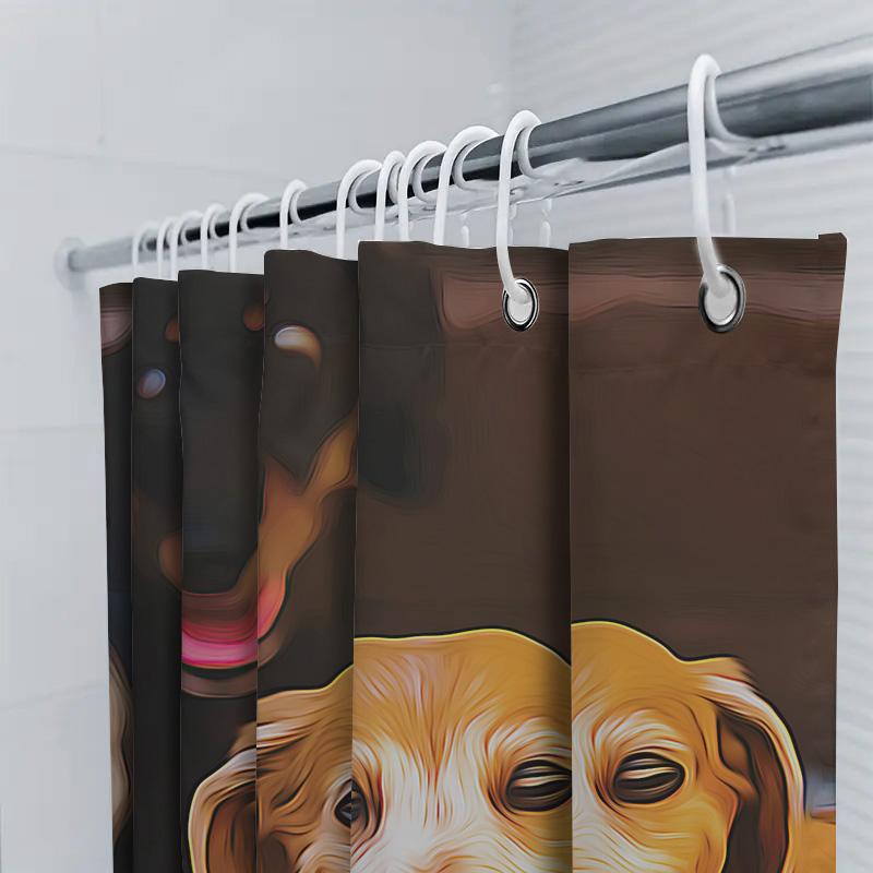 Vibrant Bathing Shower Curtain Adorable Dogs Print Bathroom Decoration Waterproof Fabric Home Accessories Modern Artistic Design