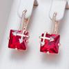 Shiny Red Natural Zircon Drop Earrings For Women Fashion  Rose Gold Color High Quality Daily Fine Vintage Jewelry