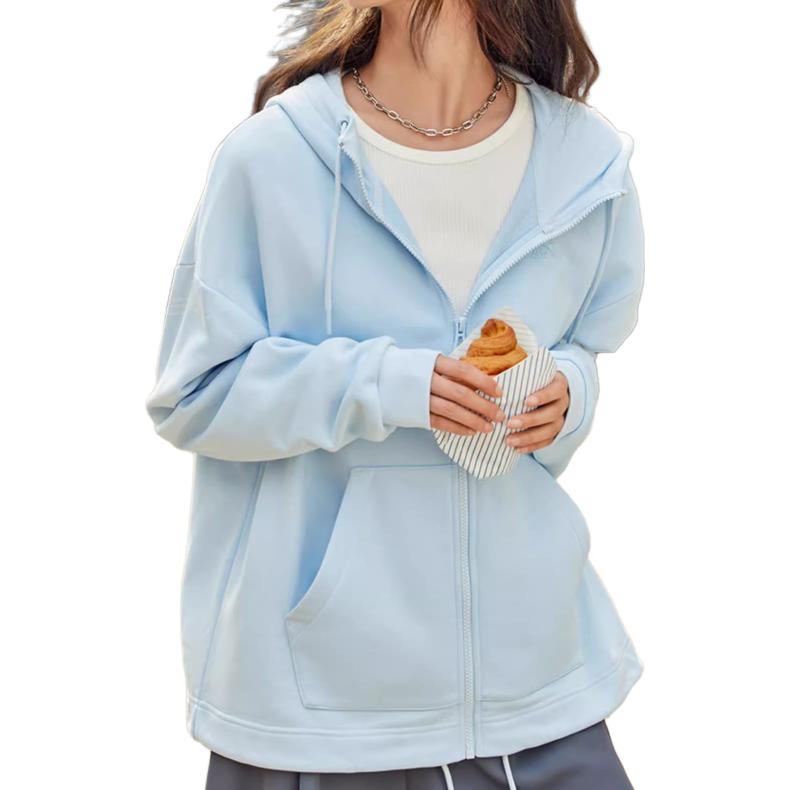 Anta Lifestyle Series Letter Print Zipper Hooded Long Sleeve Sweatshirt Women sweatshirt Blue 162238711-3