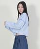 Deumakeu Color Stitch Maxi Crop T-Shirt Sky Blue