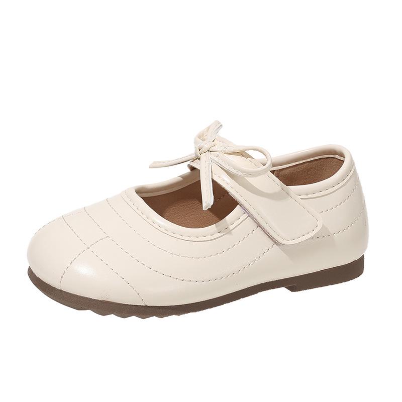 

2025 Spring/Autumn Girls Leather Princess Moccasins - Soft Sole Baby Shoes 6 pairs (Size 28-33) грязно-белый