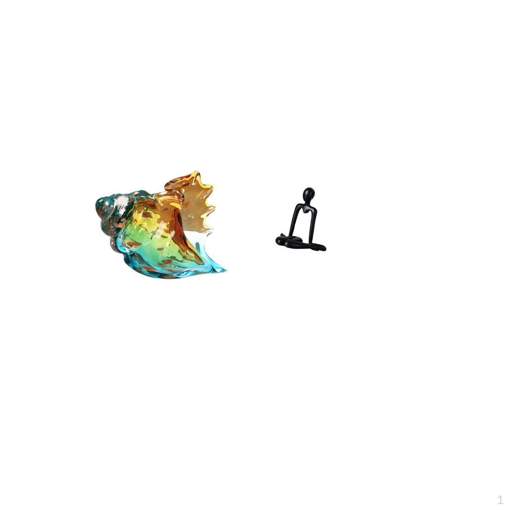 Glass Conch Thinker Figurine Abstract Sea Animal Art Sculpture Decorative Craft Statue Ornament for