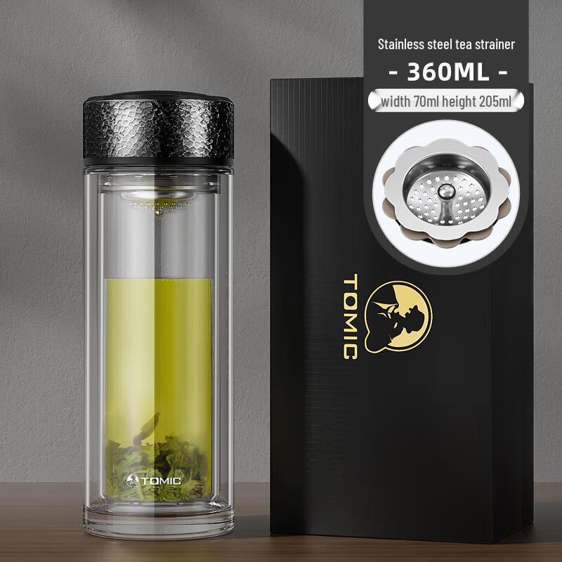 TOMIC Double-Layer Glass Tea Infuser Bottle 360ml