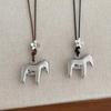 New Funny Smooth Surface Metallic Cartoon Horse Flower Pendant Necklaces for Women Long Adjustable Wax Rope Chain Chokers