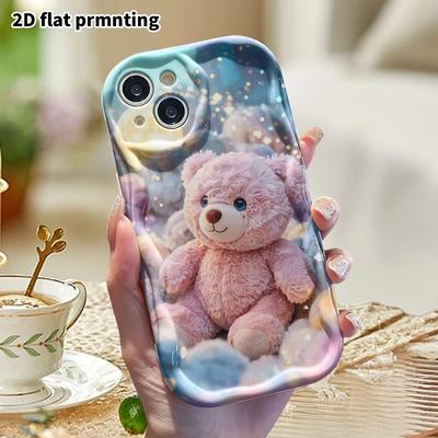Phone Case: 2D Flat, Suitable for iPhone 18 17 16 15 14 13 12 Pro Protective Case, Phone Decoration, Pink Plush Little Bear, Halloween and Christmas G