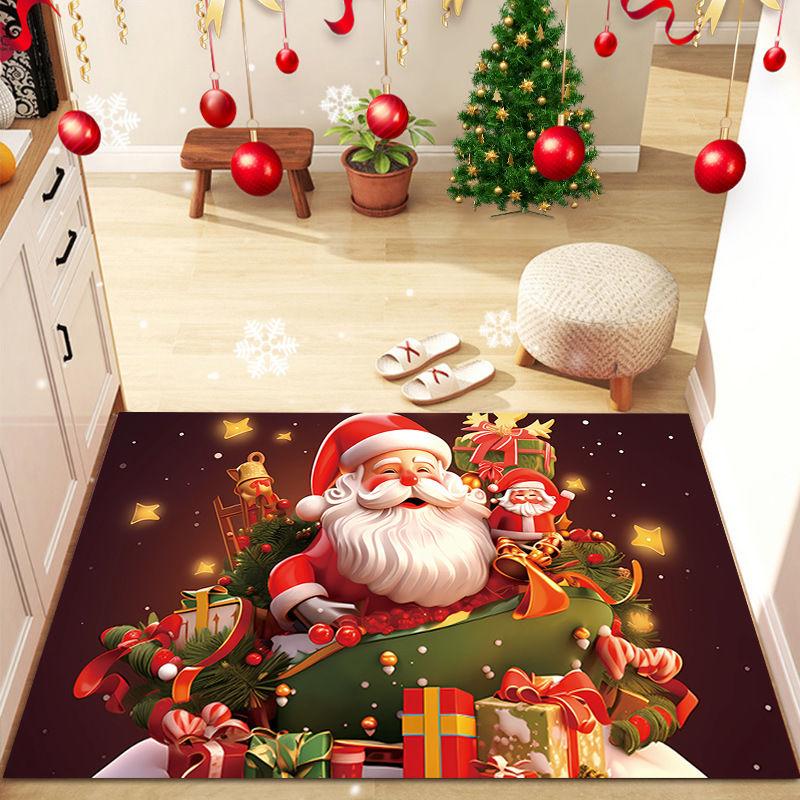 Cross-border Cartoon Christmas Decorative Carpets Christmas Holiday Printed Door Mats Water-absorbing Non-slip Door Mats