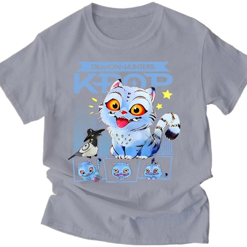 Kpop Demon Hunter T-shirts Tiger Print Breathable Men O-Neck Casual Soft Tops