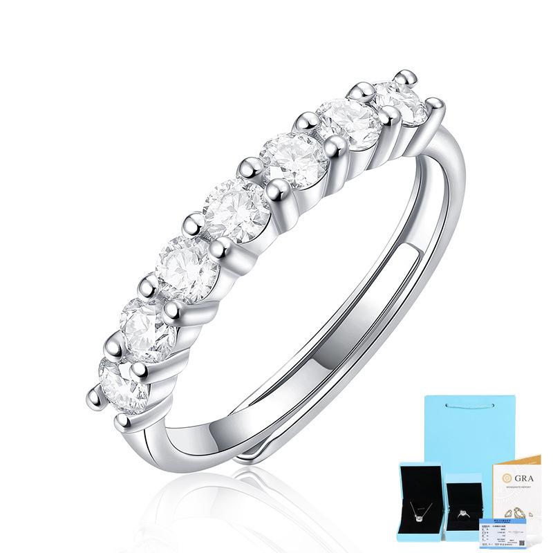 

Женское регулируемое кольцо Bague Ringen S925, серебро 0,1 карата*7 с накладкой из сломанного муассанита, полная серия Includes Gift Box Certificate неоновые морковь