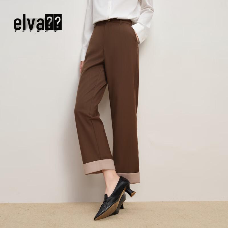 

Elva Island Women s High-Waist Cuffed Ankle-Length Suit Pants L