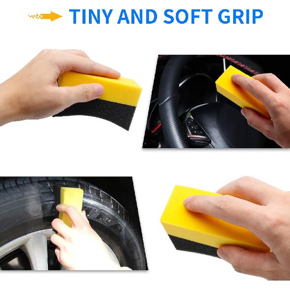 6 Pcs Tire Applicator Dressing Shine Sponge, Tire Dressing Applicator Pads, Color Polishing Sponge for Car Glass, Painted Steel & Porcelain
