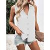 IHUASU Women's Fashion Casual Solid Color Print V-Neck Sleeveless   Blouses & Shirts