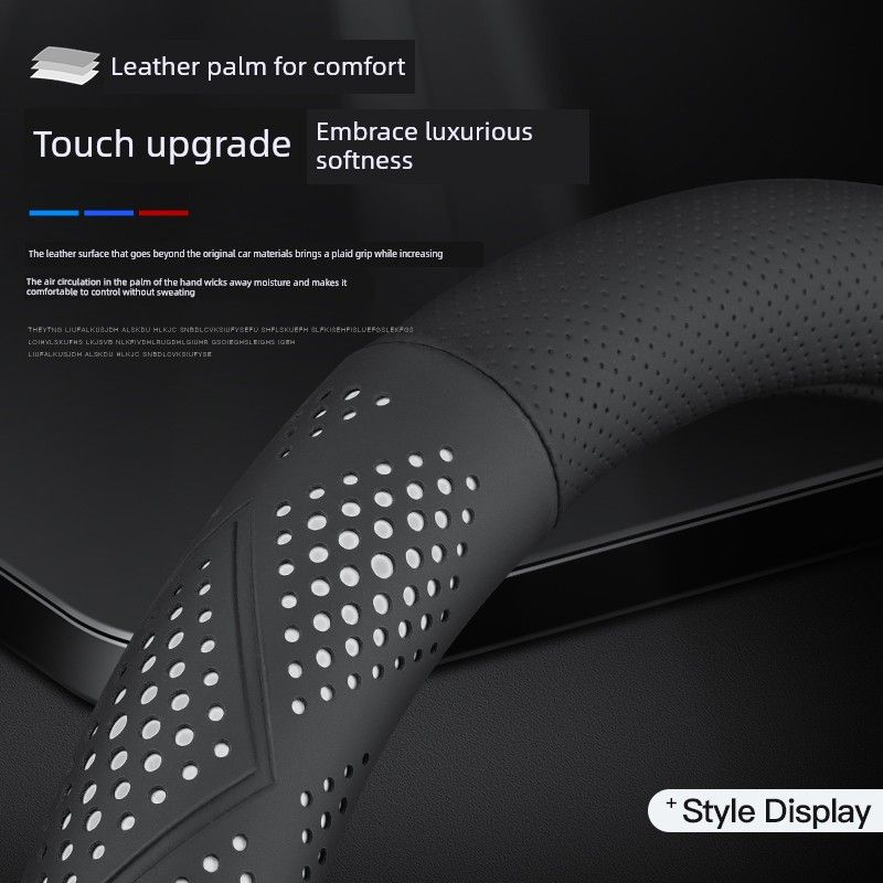 Steering Wheel Cover, Non-Slip, Sweat-Absorbent, Ultra-Thin, Round D-Shaped, Breathable, Universal for All Seasons, Genuine Leather, for Men and Women
