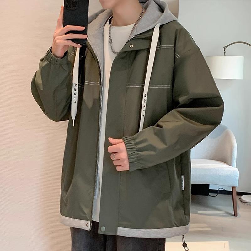 Fake Two-piece Jacket Men's Spring and Autumn Work Jacket Teenager Trendy Outdoor Charge Clothes