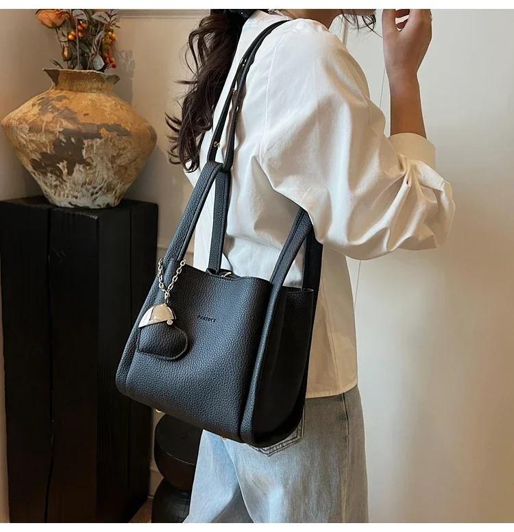 Summer Solid PU Large Capacity Women's Shoulder Bags Hot Sale Versatile Elegant Crossbody Bag Fashion Youth Vegetable Basket Bag