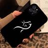 Cartoon Black Cat Line Phone Case For iPhone 15 11 12 14 13 Pro Max Mini XSM XR SE 7 8 Plus Cute Kitten Mobile Phone Cover Funda