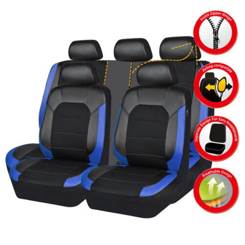 PU Leather Car Seat Covers Universal Full Synthetic Set Full Seat Covers