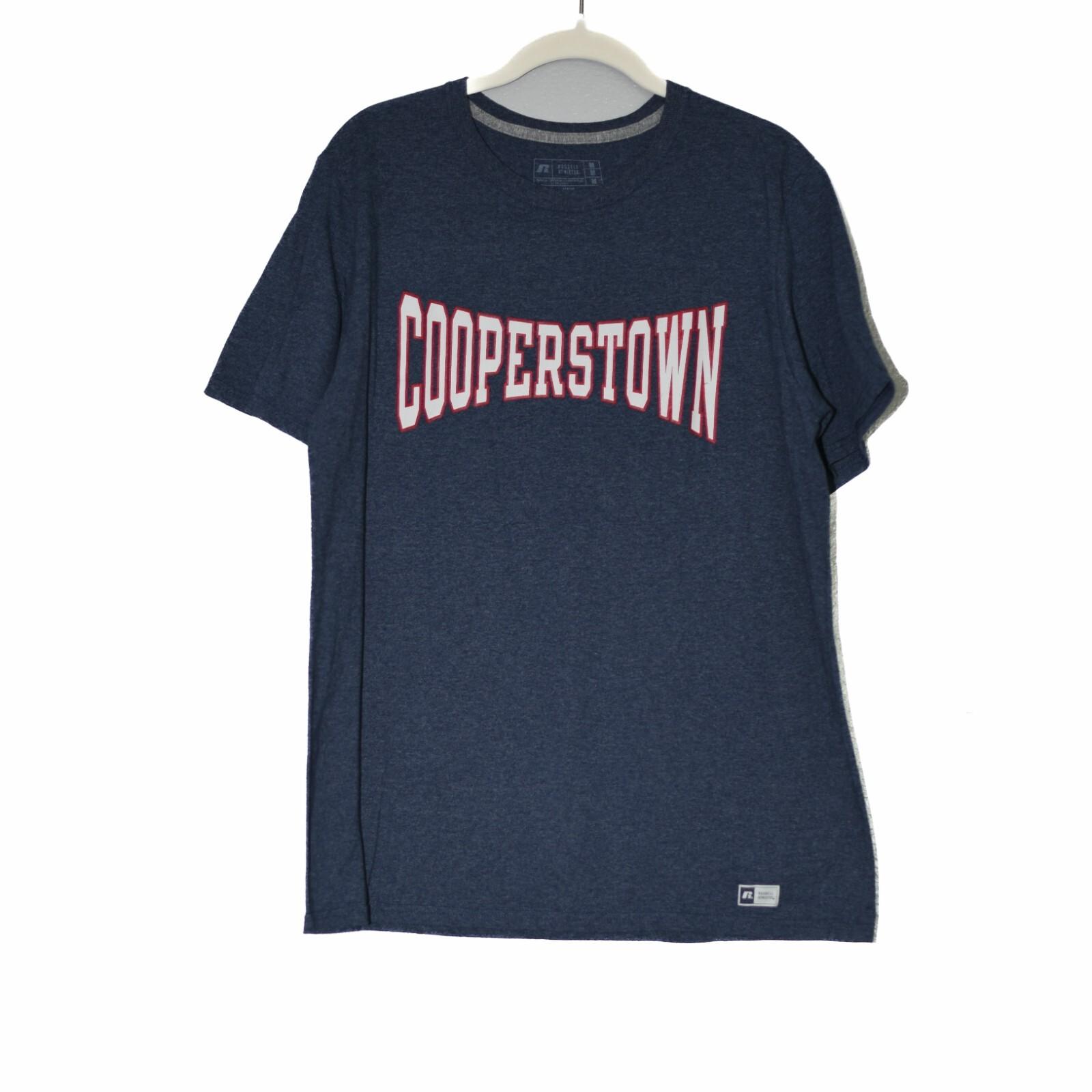 Russell Athletic Men Gray T-Shirt Graphic Cooperstown Crewneck Short Sleeve Sz M M